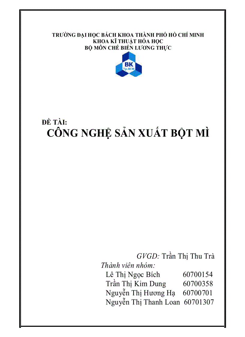 Công nghệ sản xuất bột mì