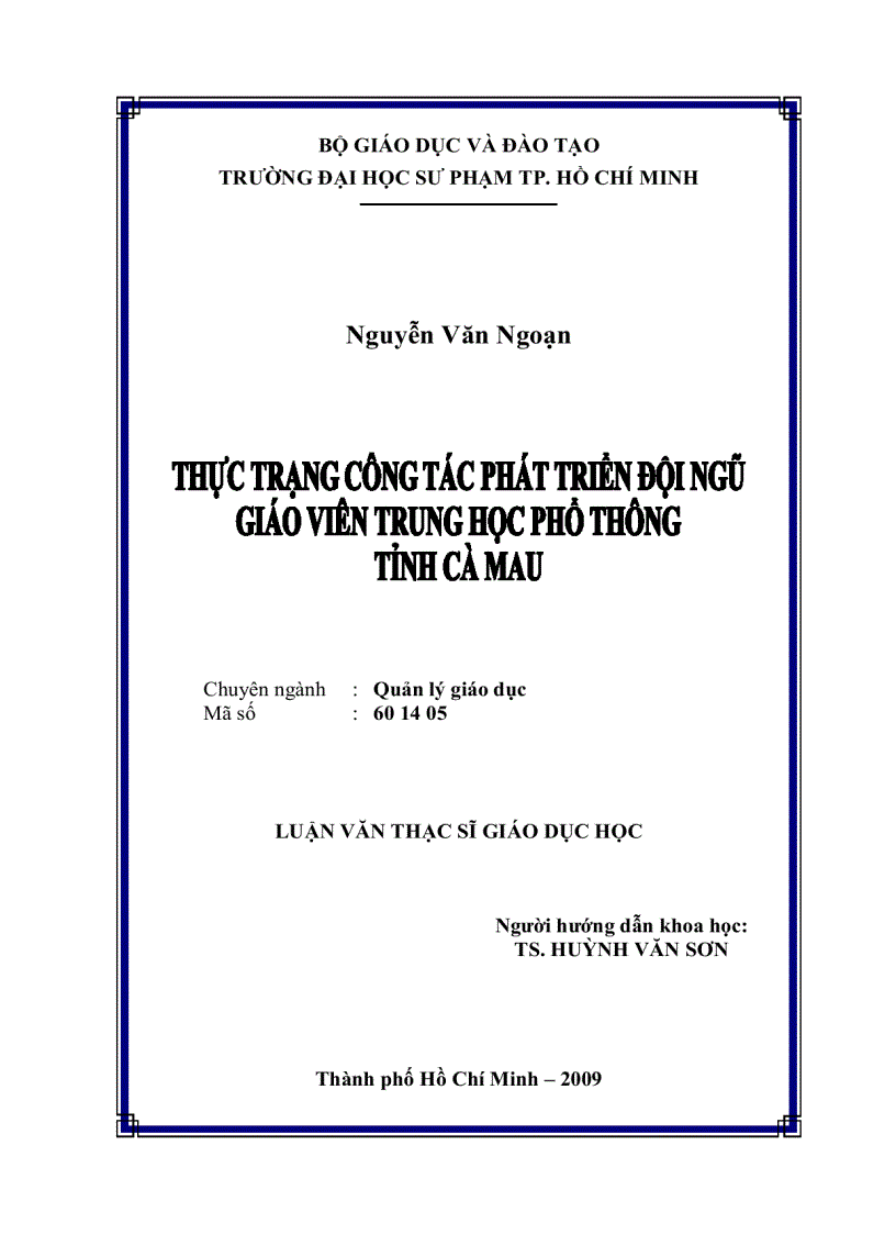 Thực trạng công tác phát triển đội ngũ giáo viên Trung Học Phổ Thông tỉnh Cà Mau