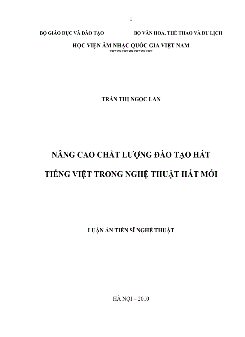 Nâng cao chất lượng đào tạo hát tiếng việt trong nghệ thuật hát mới