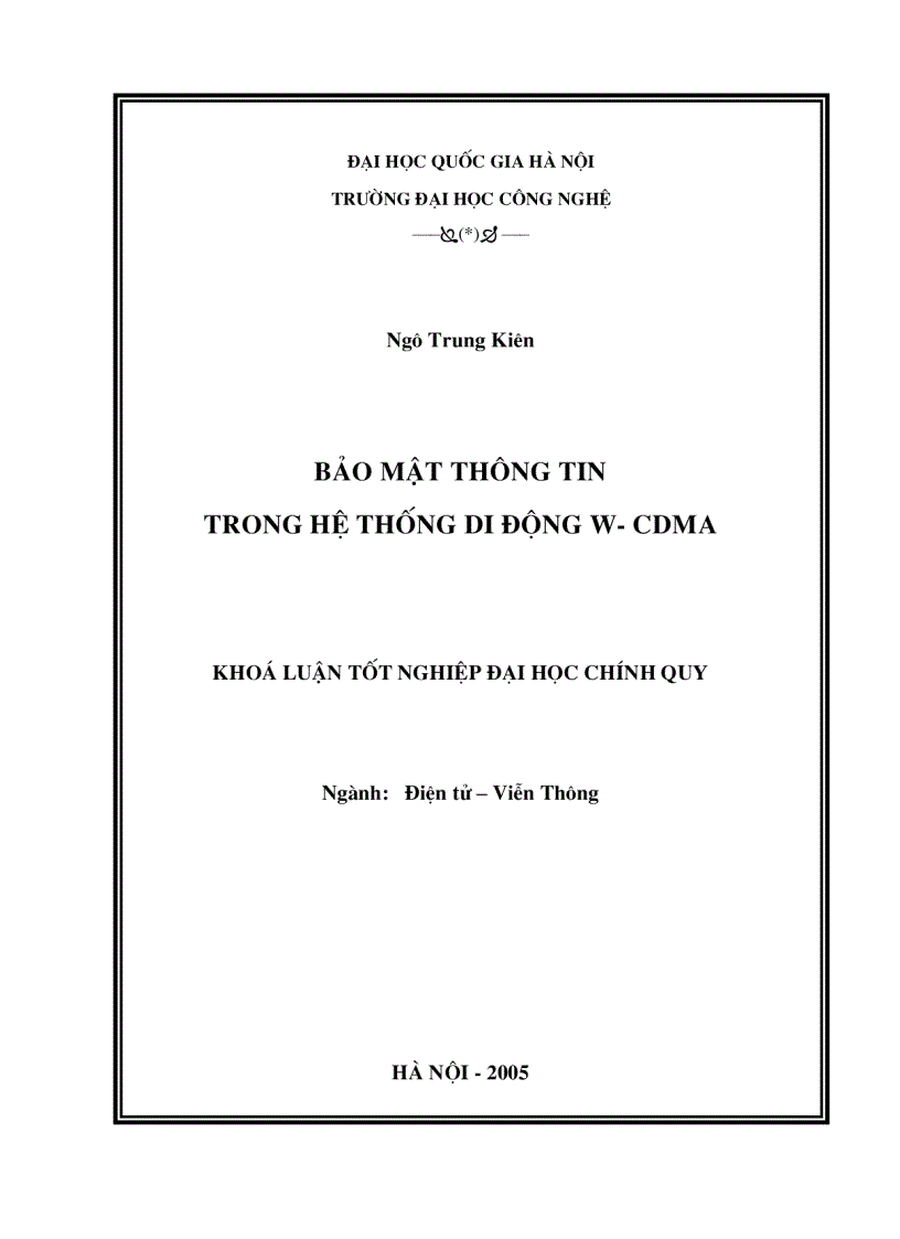 Bảo mật thông tin trong hệ thống Di động W CDMA