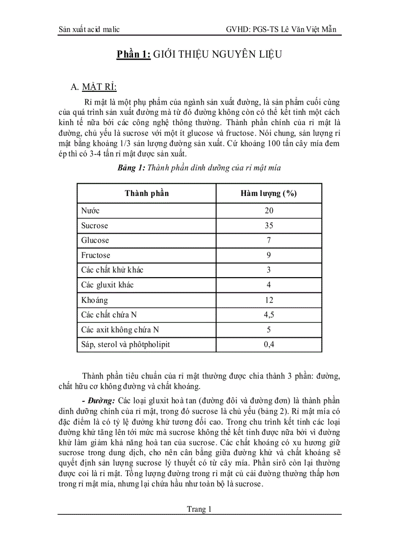 Sản xuất acid malic