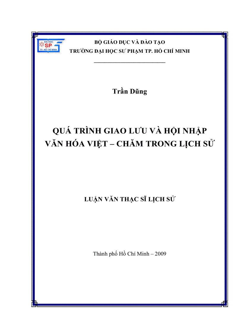 Qúa trình giao lưu và hội nhập văn hóa Việt Chăm trong lịch sử