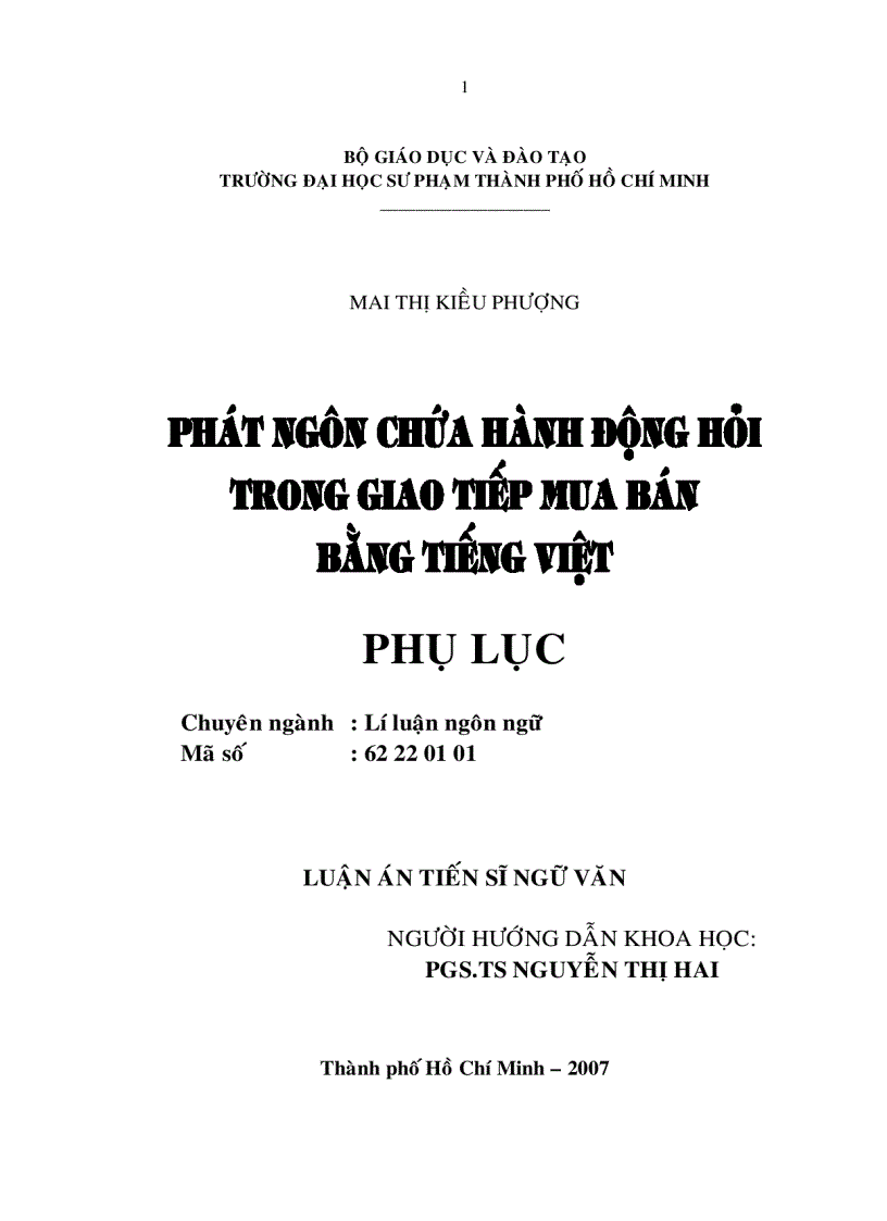 Phát ngôn chứa hành động hỏi trong giao tiếp mua bán bằng tiếng Việt