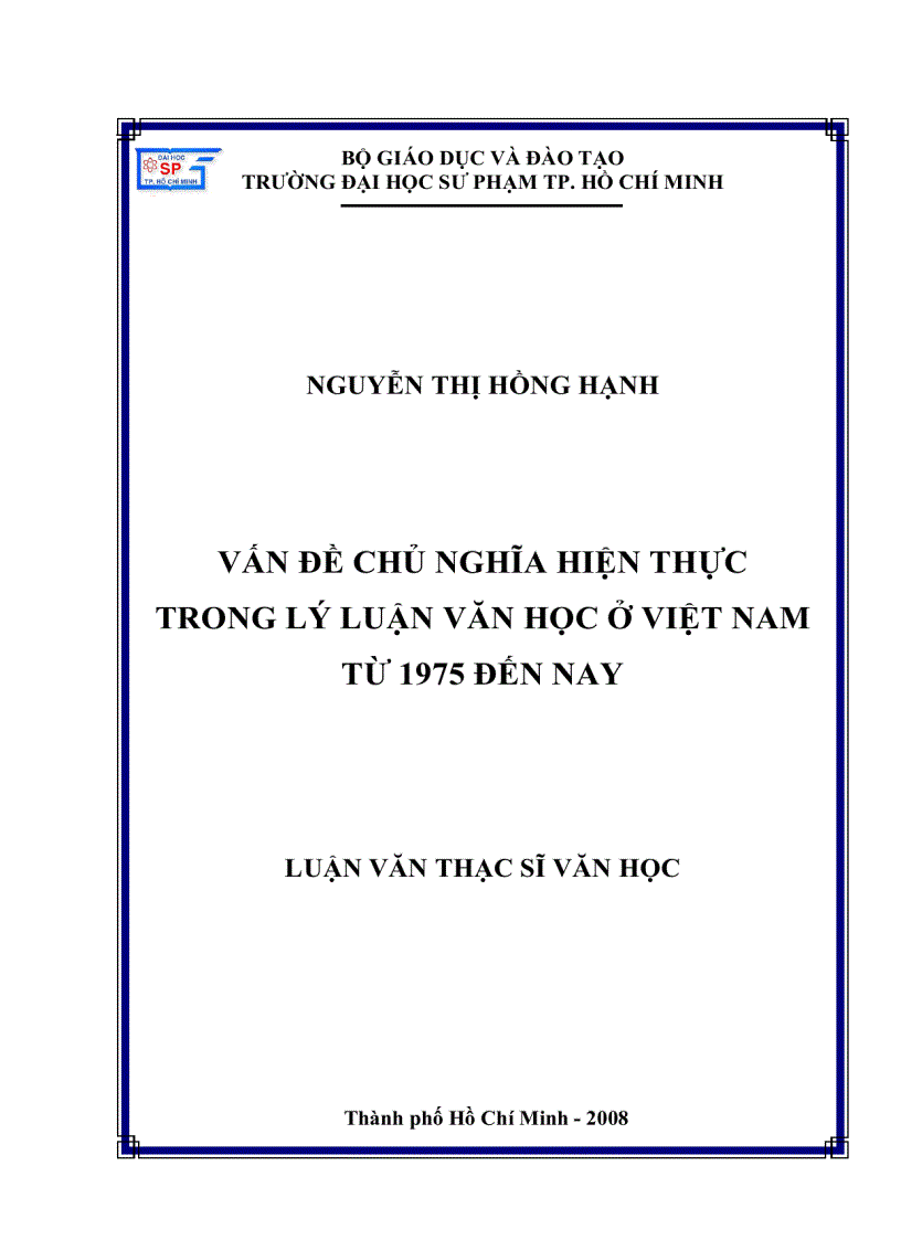 Vấn đề chủ nghĩa hiện thực trong lý luận văn học ở Việt Nam từ năm 1975 đến nay