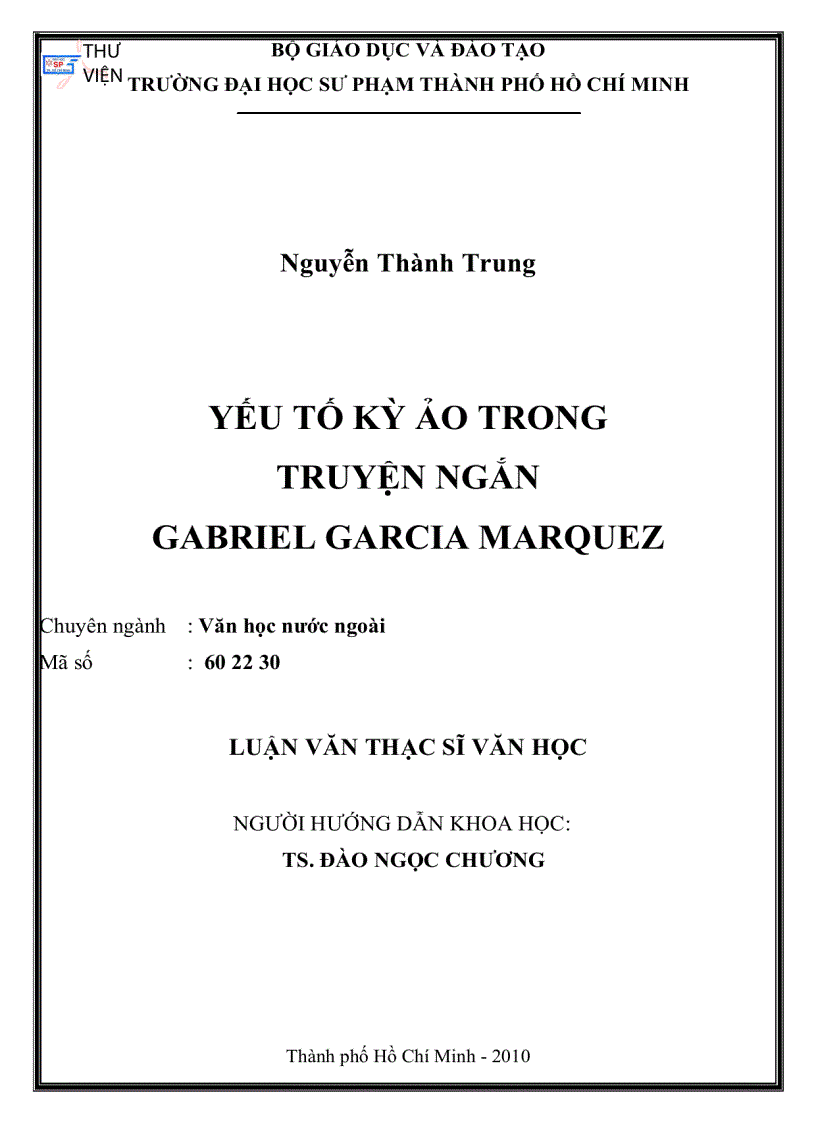 Yếu tố kỳ ảo trong truyện ngắn gabriel garcia marquez