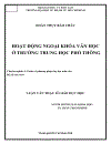 Hoạt động ngoại khóa văn học ở trường trung học phổ thông