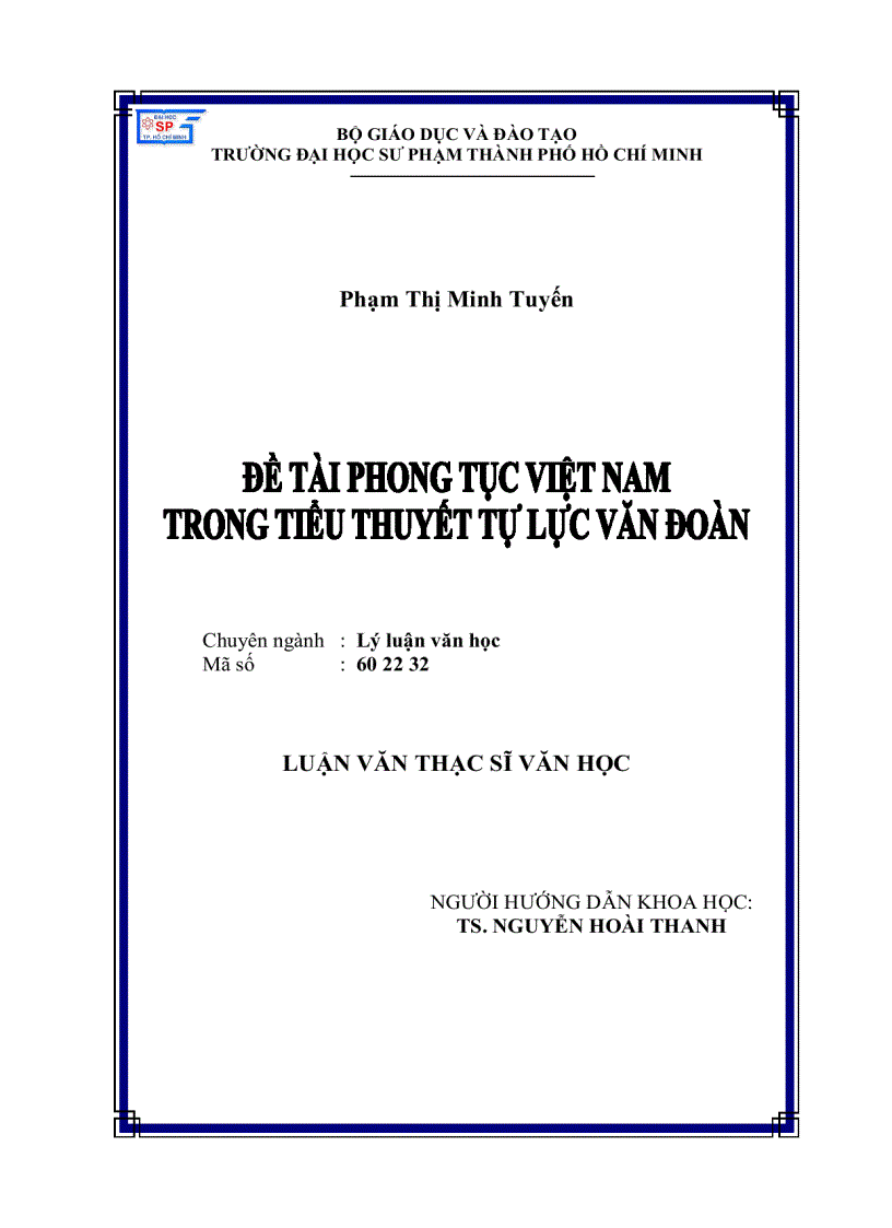 Đề tài phong tục Việt Nam trong tiểu thuyết Tự Lực Văn Đoàn