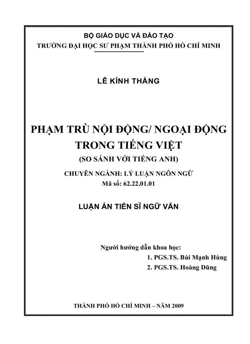 Phạm trù nội động ngoại động trong tiếng Việt