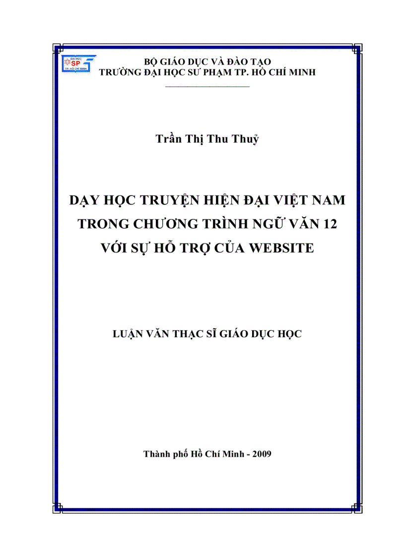 Dạy học truyện hiện đại việt nam trong chương trình ngữ văn 12 với sự hỗ trợ của website