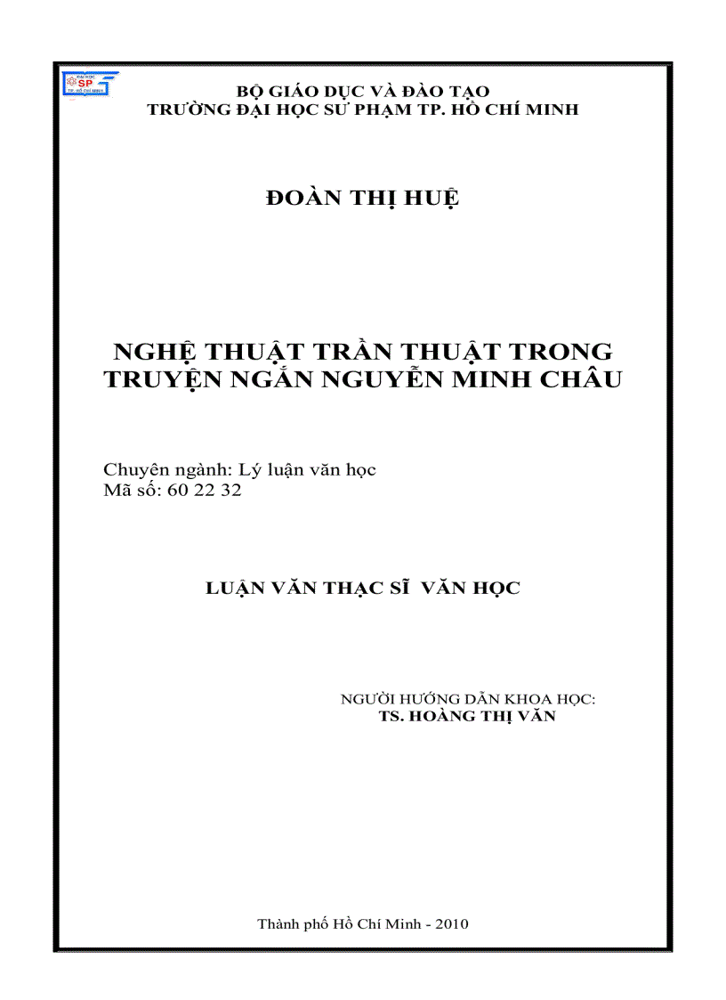 Nghệ thuật trần thuật trong truyện ngắn Nguyễn Minh Châu