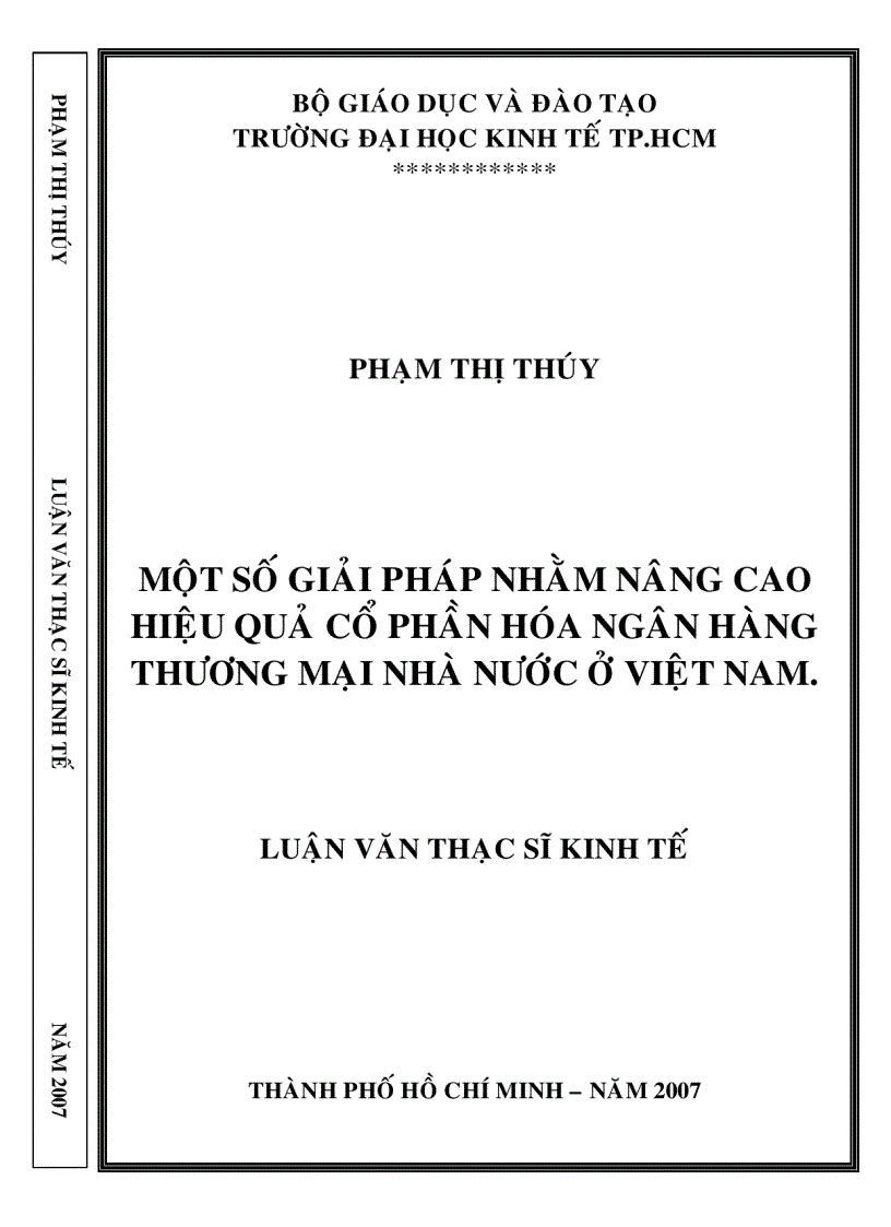 Một số giải pháp nhằm nâng cao hiệu quả cổ phần hóa ngân hàng thương mại nhà nước ở việt nam