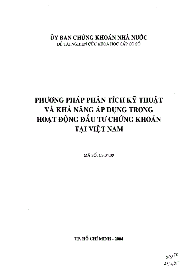 Phương pháp phân tích kỹ thuật và khả năng áp dụng trong hoạt động đầu tư chứng khoán tại Việt Nam