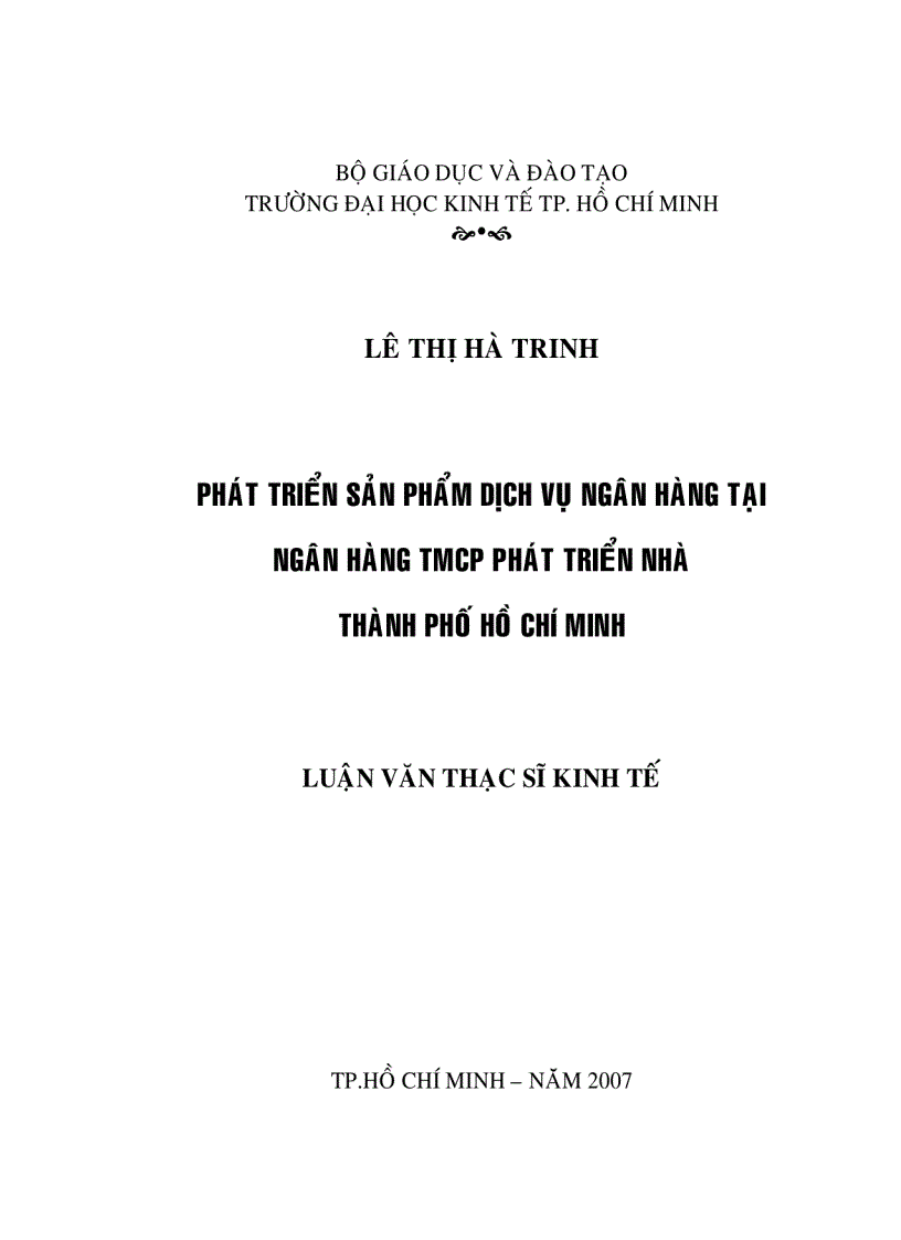 Phát triển sản phẩm dịch vụ Ngân hàng tại Ngân hàng TMCP Phát triển nhà TP HCM