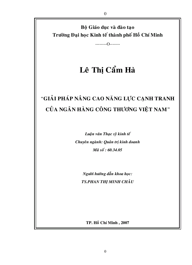 Giải pháp nâng cao năng lực cạnh tranh của Ngân hàng Công thương Việt Nam