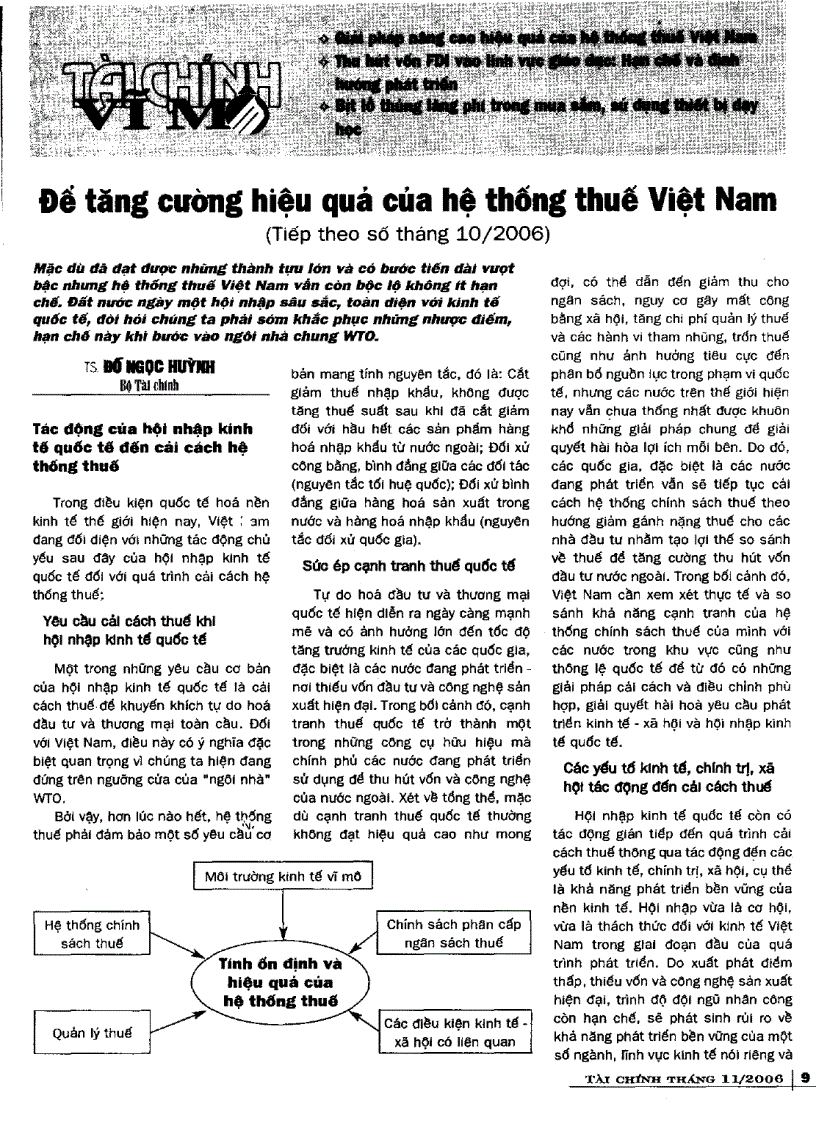 Để tăng cưởng hiệu quả của hệ thống thuế Việt Nam