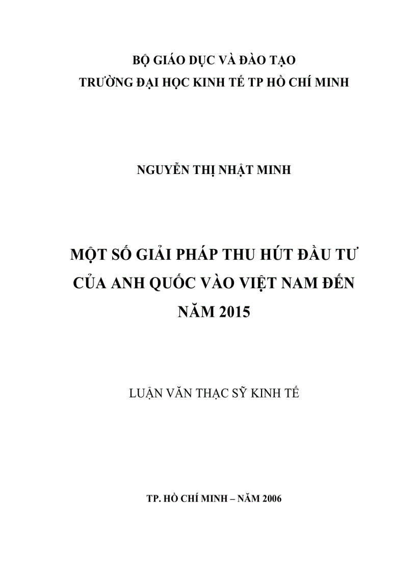 Một số giải pháp thu hút đầu tư của Anh Quốc vào Việt Nam đến năm 2015