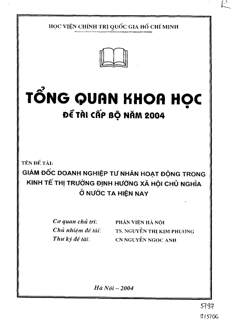 Giám đốc doanh nghiệp tư nhân hoạt động trong kinh tế thị trường định hướng Xã hội Chủ nghĩa ở nước ta hiện nay