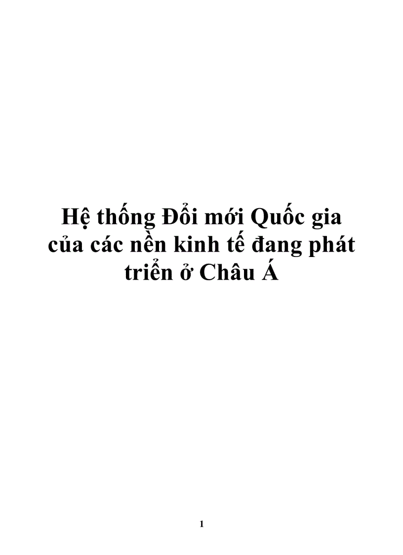 Hệ thống Đổi mới Quốc gia của các nền kinh tế đang phát triển ở Châu Á