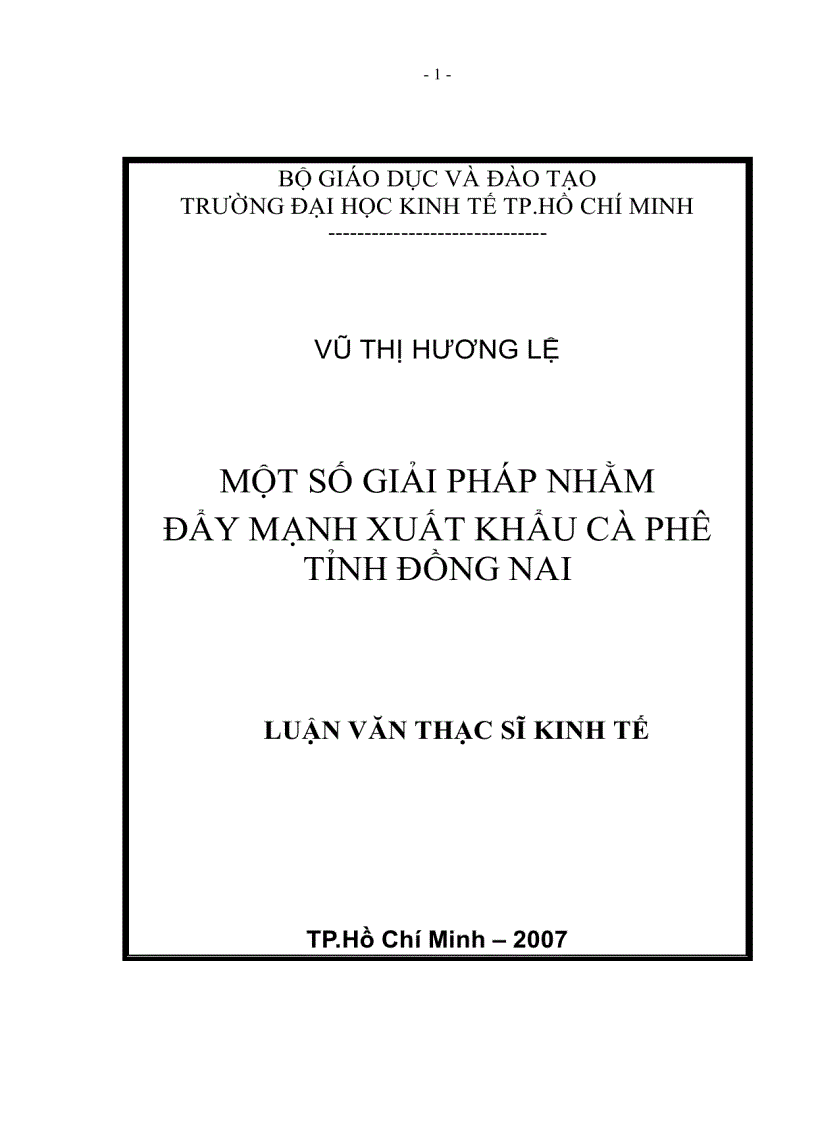 Một số giải pháp đẩy mạnh xuất khẩu cà phê tỉnh Đồng Nai