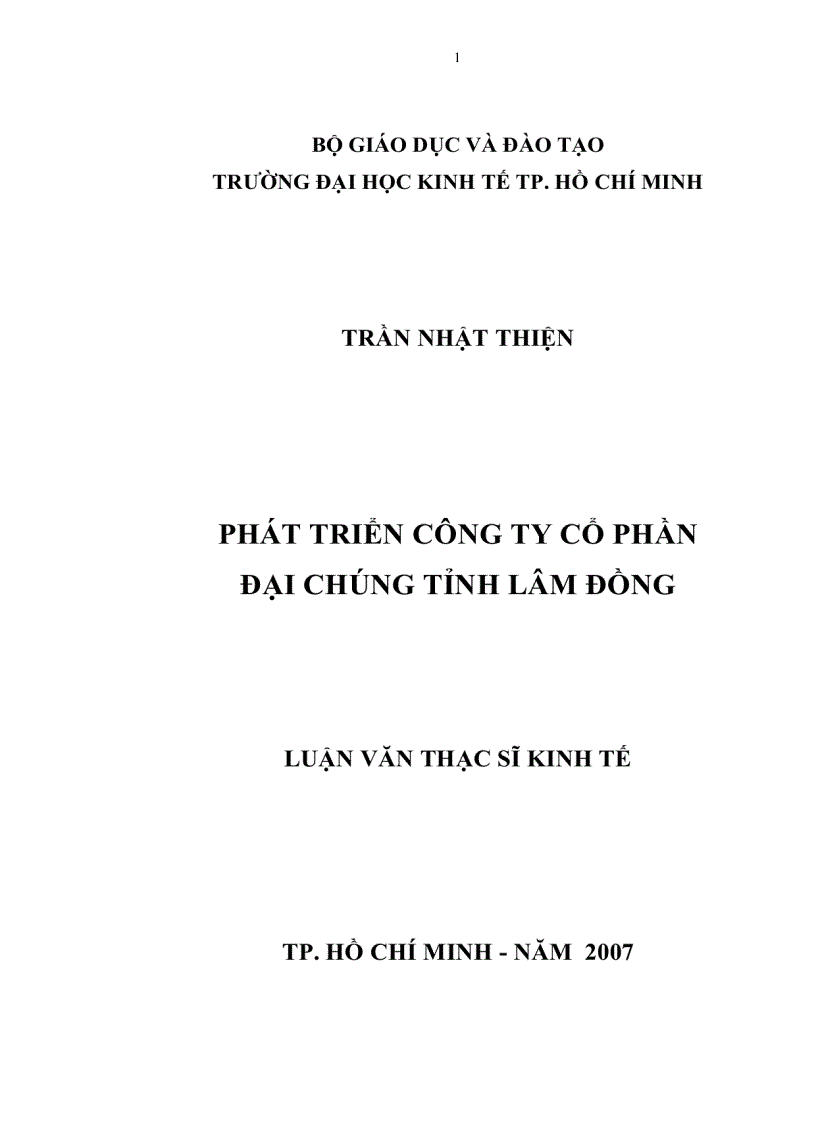 Phát triển Công ty Cổ phần đại chúng tỉnh Lâm Đồng