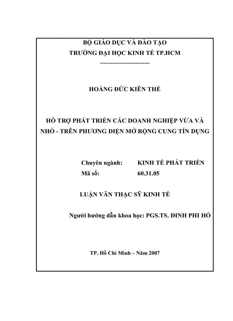 Hỗ trợ phát triển các doanh nghiệp vừa và nhỏ trên phương diện mở rộng cung tín dụng