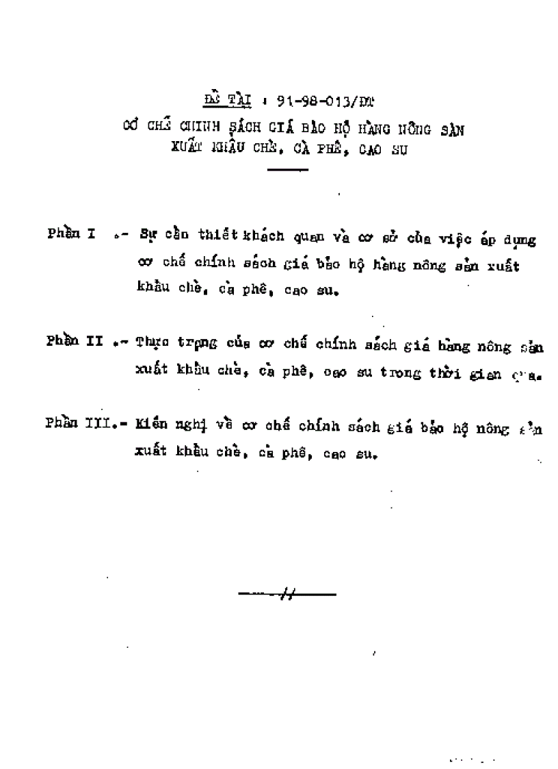 Cơ chế chính sách giá bảo hộ hàng nông sản xuất khẩu chè cà phê cao su