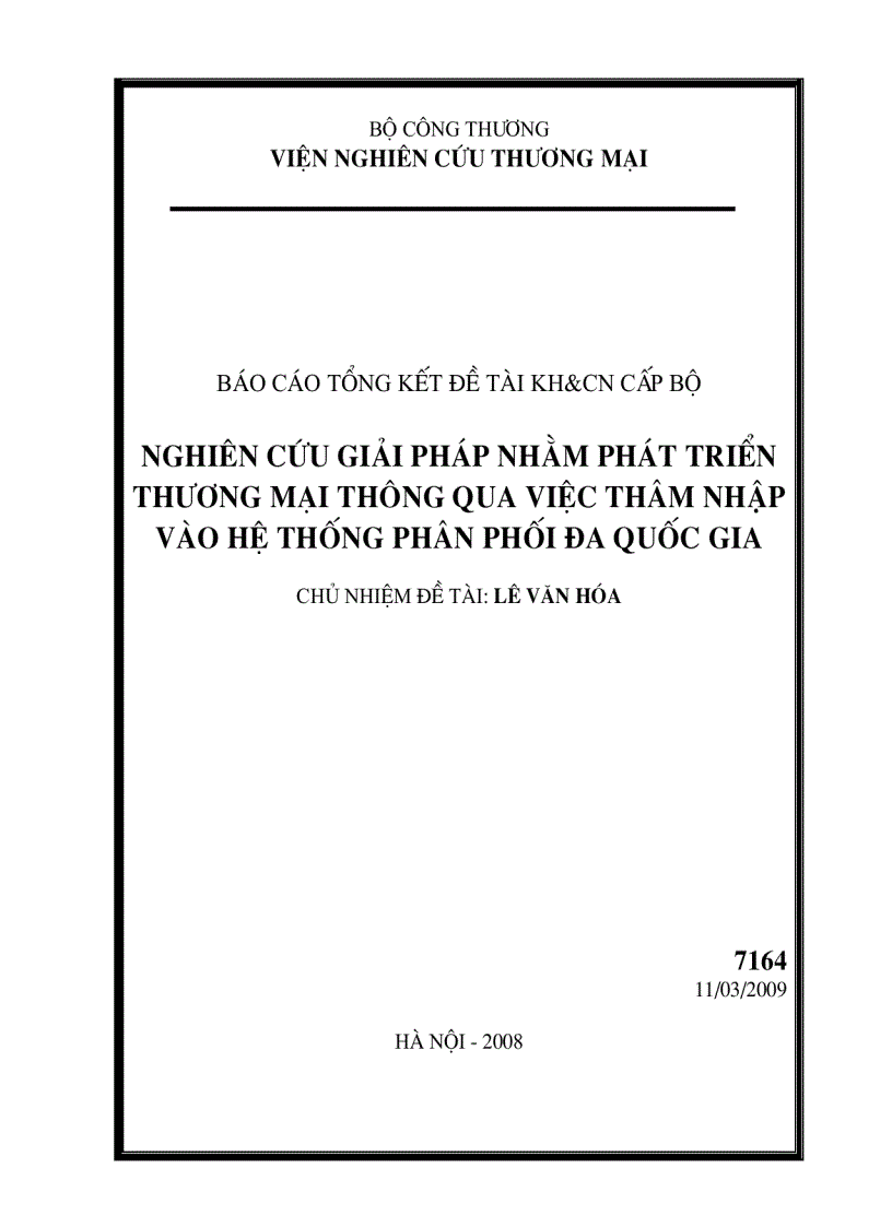 Nghiên cứu giải pháp nhằm phát triển thương mại thông qua việc thâm nhập vào hệ thống phân phối đa quốc gia