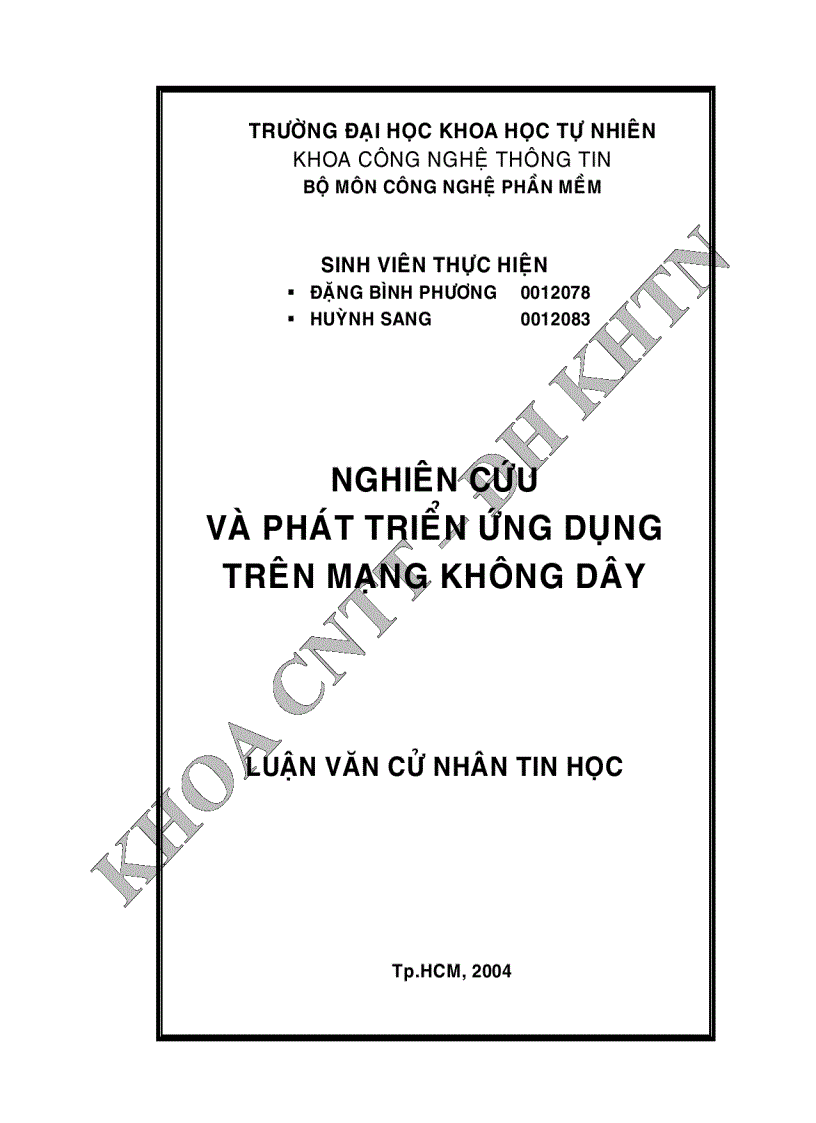 Nghiên cứu và phát triển ứng dụng trên mạng không dây