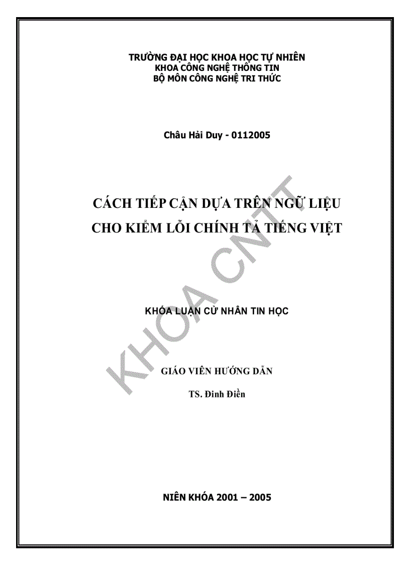 Cách tiếp cận dựa trên ngữ liệu cho kiểm lỗi chính tả tiếng việt