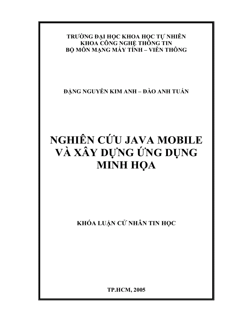 Nghiên cứu java mobile và xây dựng ứng dụng minh họa