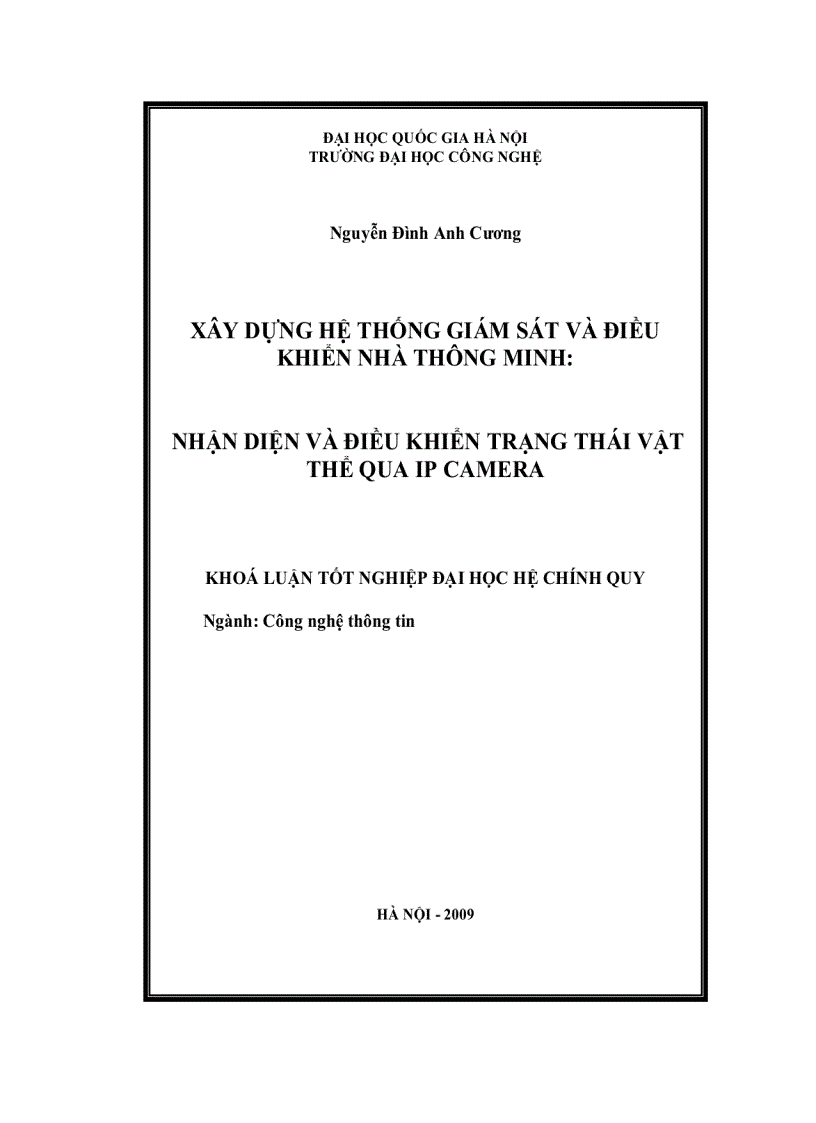 Xây dựng hệ thống giám sát và điều khiển nhà thông minh nhận diện và điều khiển trạng thái vật