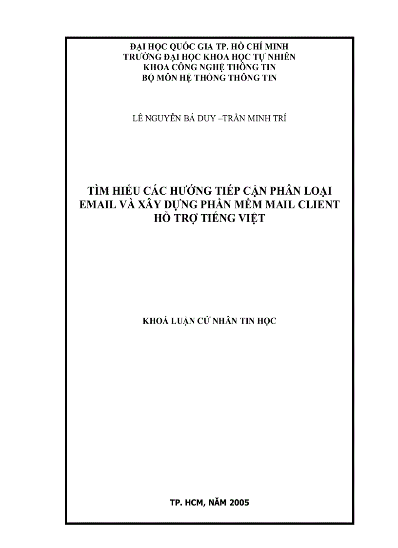 Tìm hiểu các hướng tiếp cận phân loại email và xây dựng phần mềm mail client hỗ trợ tiếng việt