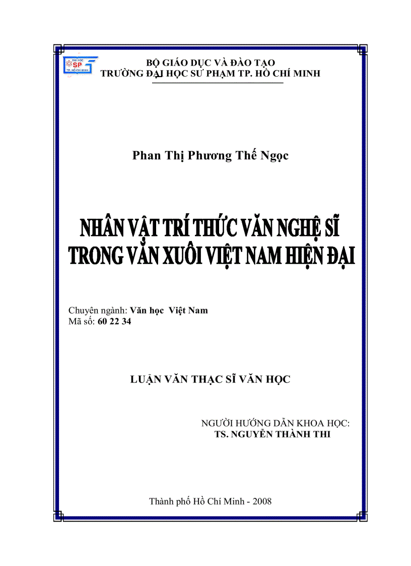 NHÂN VẬT TRÍ THỨC VĂN NGHỆ SĨ TRONG VĂN XUÔI Việt Nam HIỆN ĐẠI