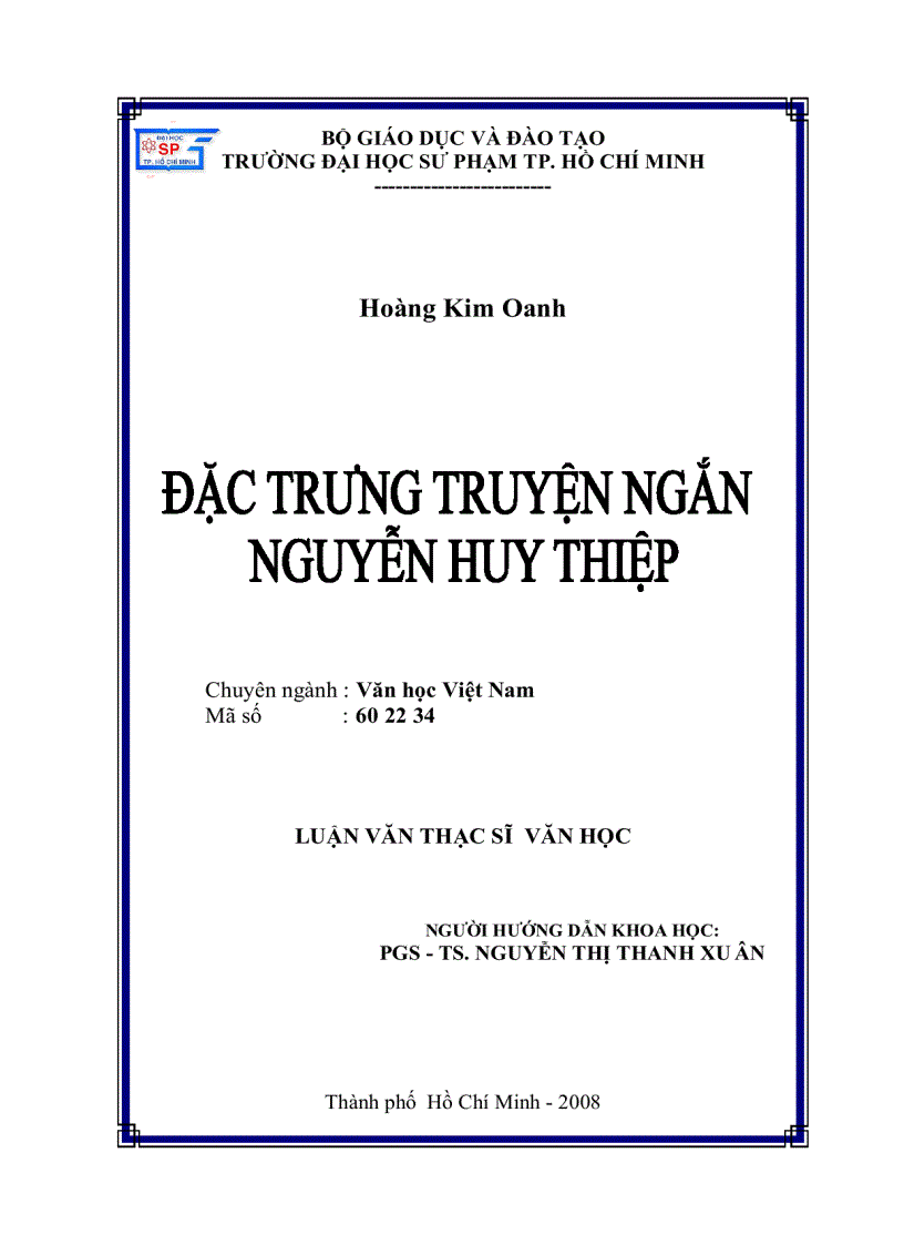 Đặc trưng truyện ngắn Nguyễn Huy Thiệp