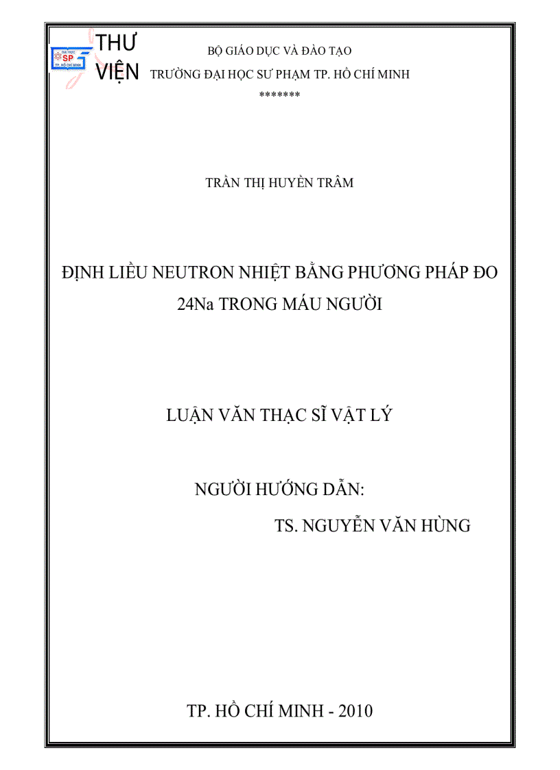 Định liều Neutron nhiệt bằng phương pháp đo 24Na trong máu người