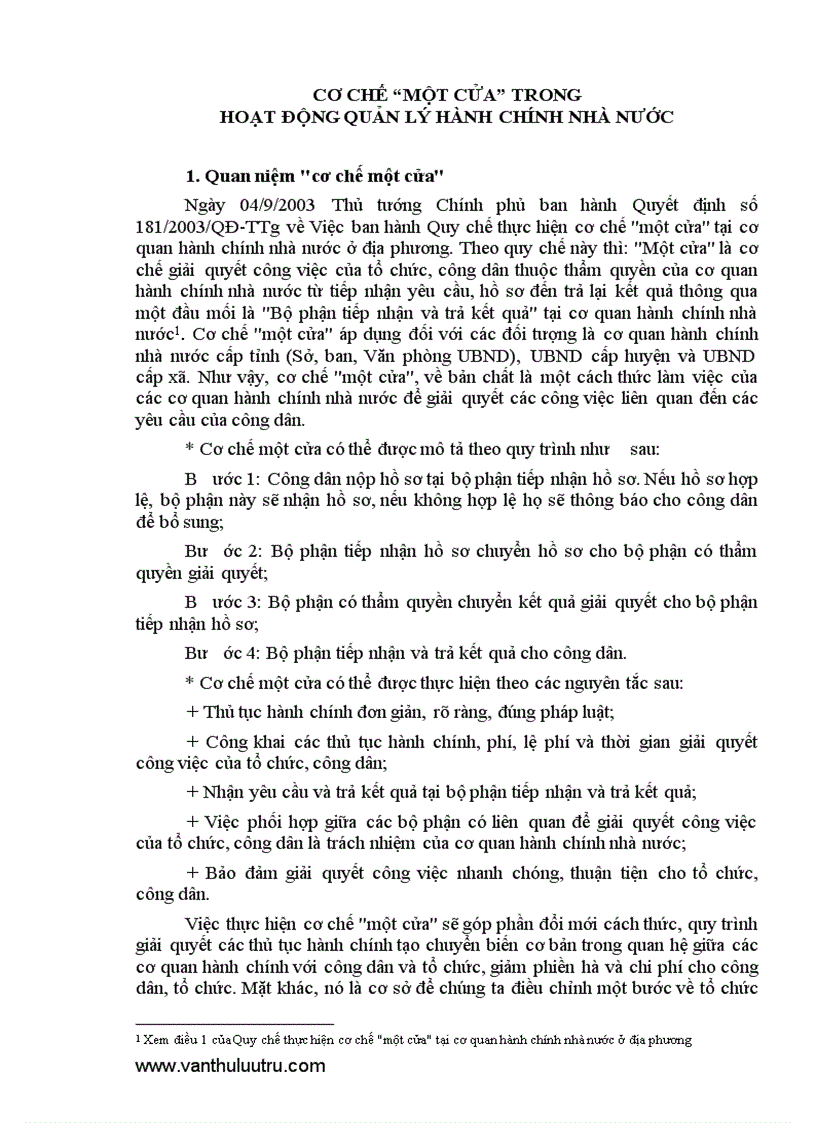 Cơ chế một cửa trong hoạt động quản lý hành chính nhà nước