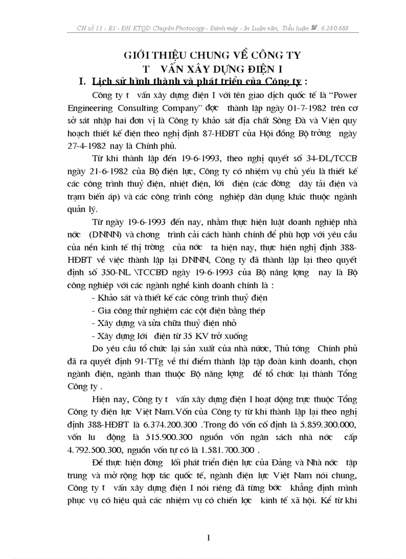 Tổ chức công tác kế toán vật tư tại Công ty Xây dựng điện