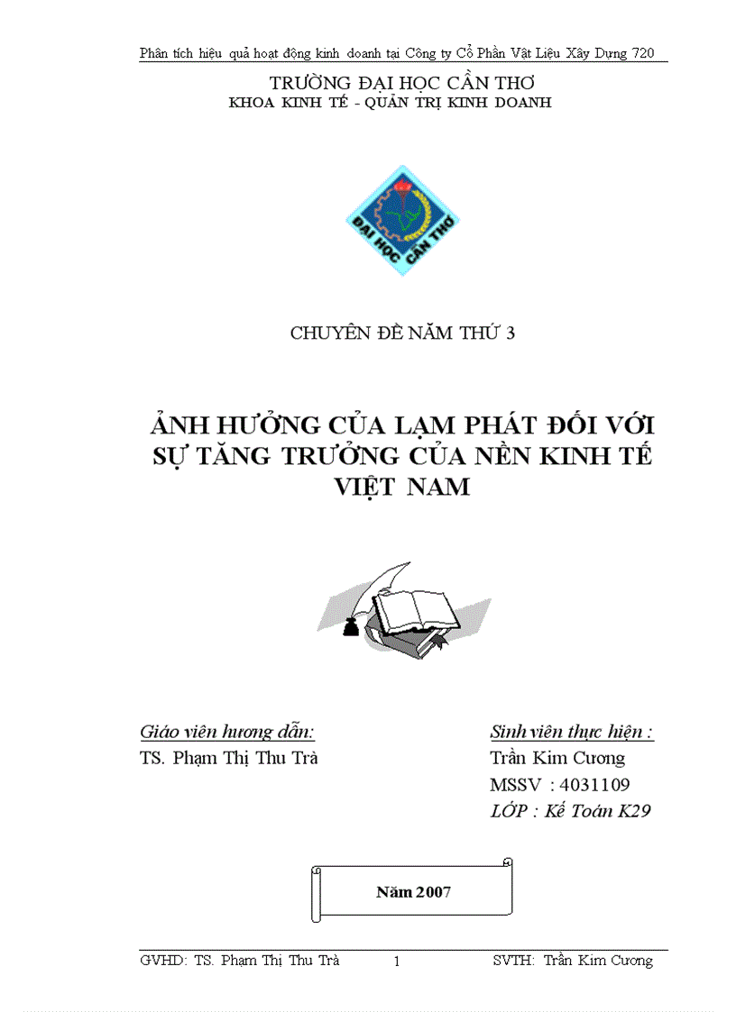 Phân tích hiệu quả hoạt động kinh doanh tại Công ty Cổ Phần Vật Liệu Xây Dựng 720