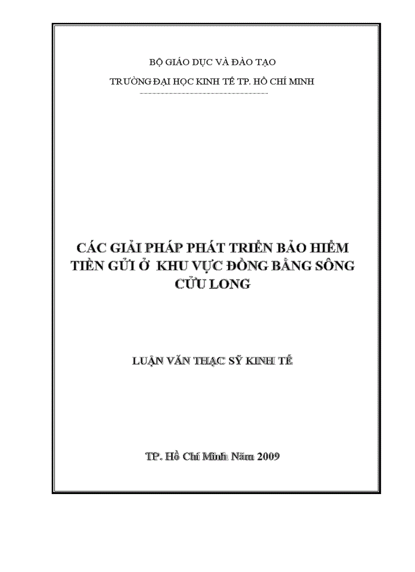 Các giải pháp phát triển bảo hiểm tiền gửi ở khu vực đồng bằng sông cửu long