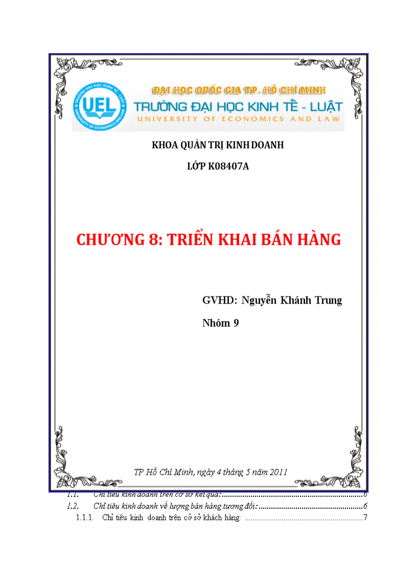 Tài liệu hay tiểu luận triển khai bán hàng QTKD ĐHQGTPHCM