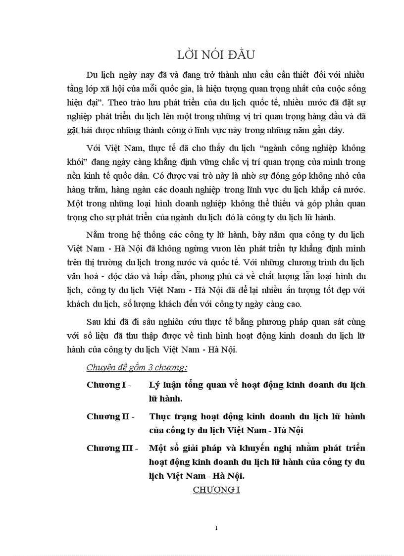 Một số giải pháp và khuyến nghị nhằm phát triển hoạt động kinh doanh du lịch lữ hành của công ty du lịch Việt Nam Hà Nội
