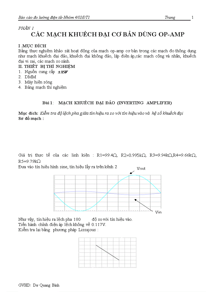 Đo lường điện tử Các mạch khuếch đại cơ bản dùng OP AMP
