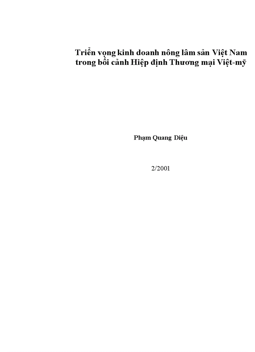 Triển vọng kinh doanh nông lâm sản Việt Nam trong bối cảnh Hiệp định Thương mại Việt mỹ