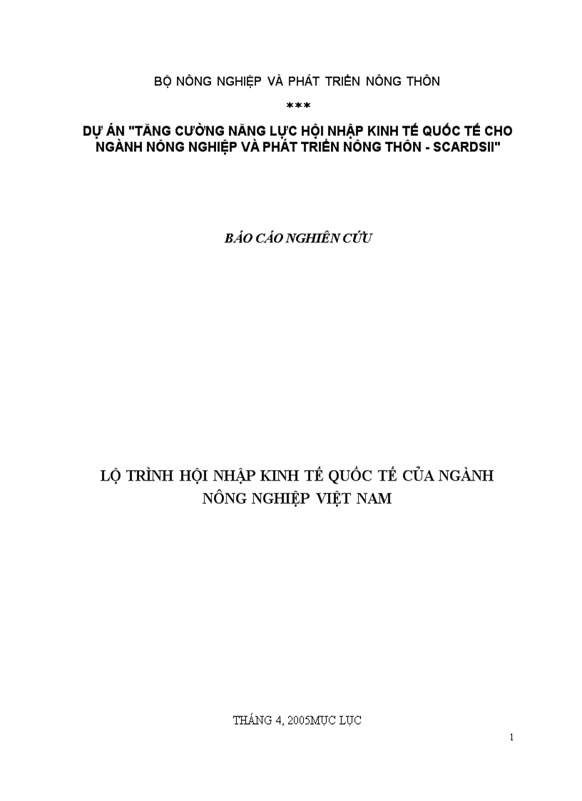 Dự án tăng cường năng lực hội nhập kinh tế quốc tế cho ngành nông nghiệp và phát triển nông thôn scardsii