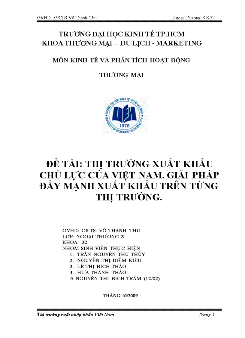 Thị trường xuất khẩu chủ lực của việt nam Giải pháp đẩy mạnh xuất khẩu trên từng thị trường