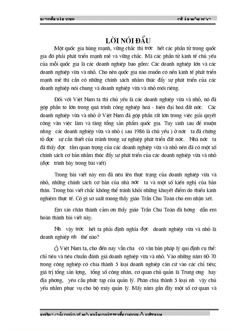 Những giải pháp vĩ mô nhằm phát triển Doanh nghiệp vừa và nhỏ ở Việt Nam