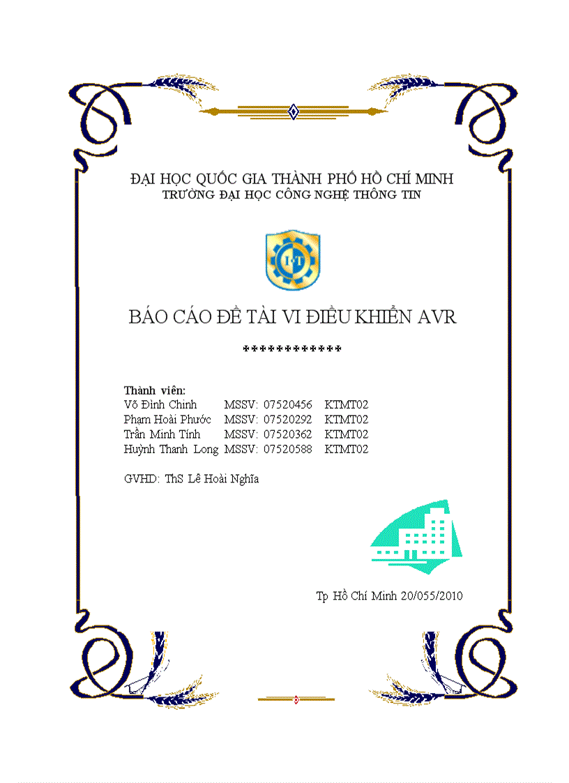 Báo cáo đề tài vi điều khiển avr