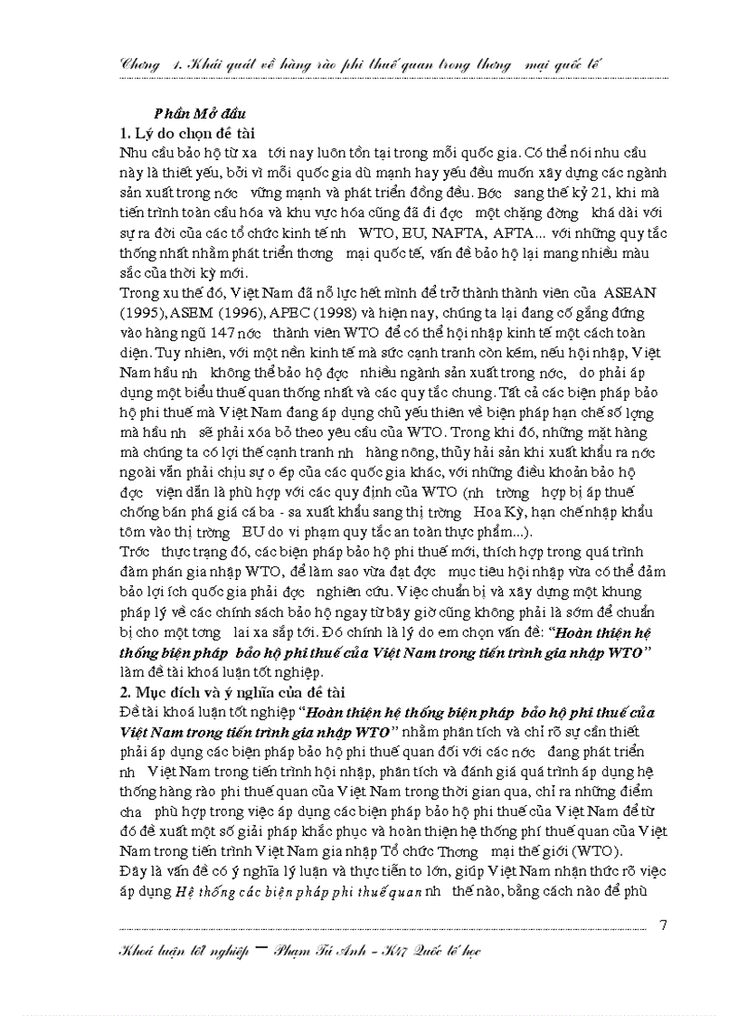 Hoàn thiện hệ thống biện pháp bảo hộ phi thuế của Việt Nam trong tiến trình gia nhập WTO