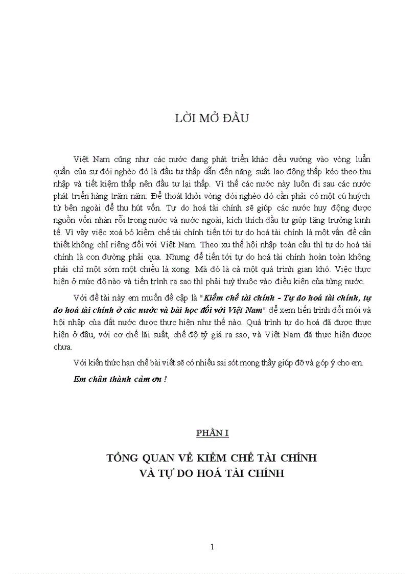 Kiềm chế tài chính Tự do hóa tài chính tự do hóa tài chính ở các nước bài học đối với Việt Nam