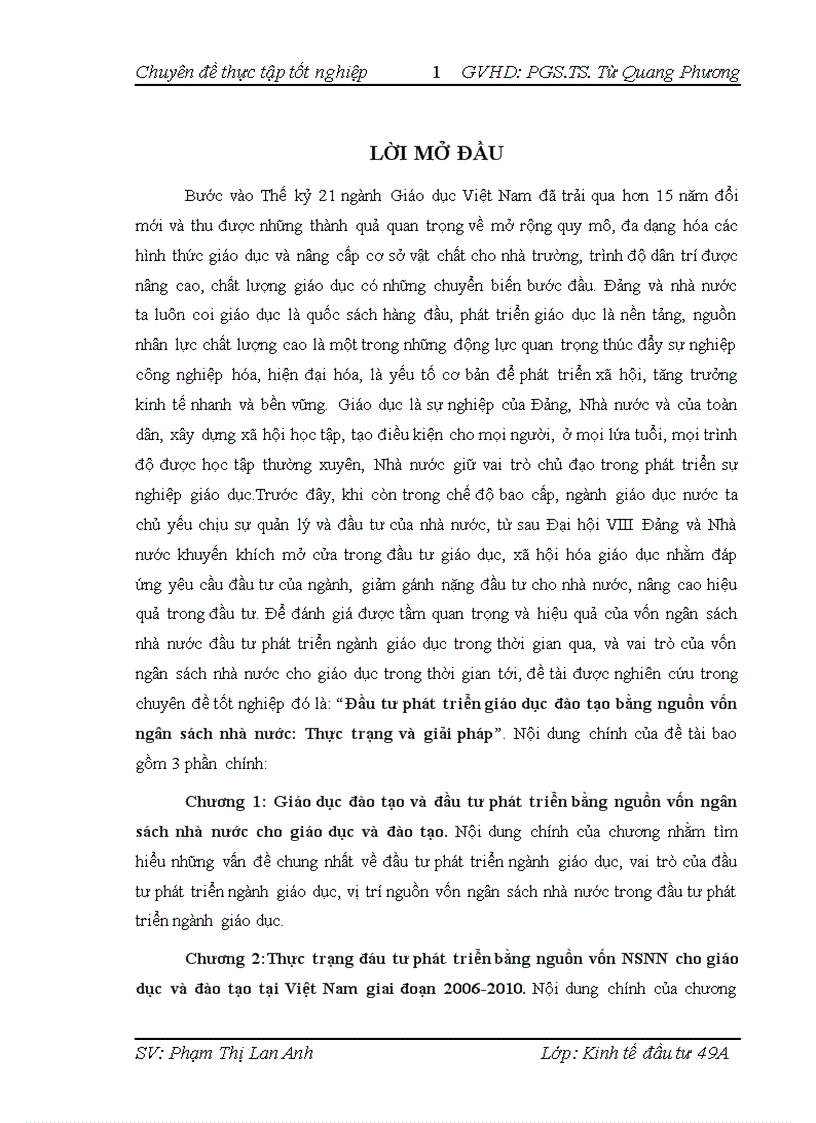 Đầu tư phát triển giáo dục đào tạo bằng nguồn vốn ngân sách nhà nước Thực trạng và giải pháp